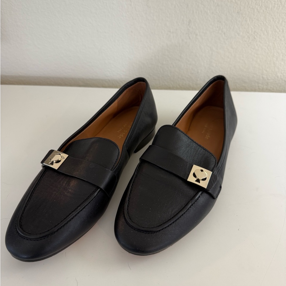 Kate Spade Black Loafers with Gold Accent